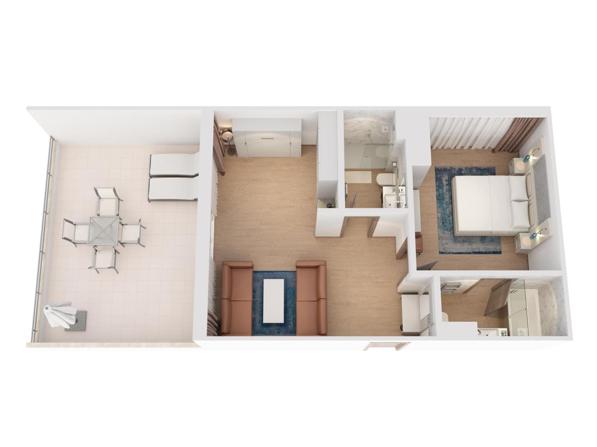 Hilton Rijeka Costabella Beach Resort And Spa Quarto foto 3D floor plan of a hotel room