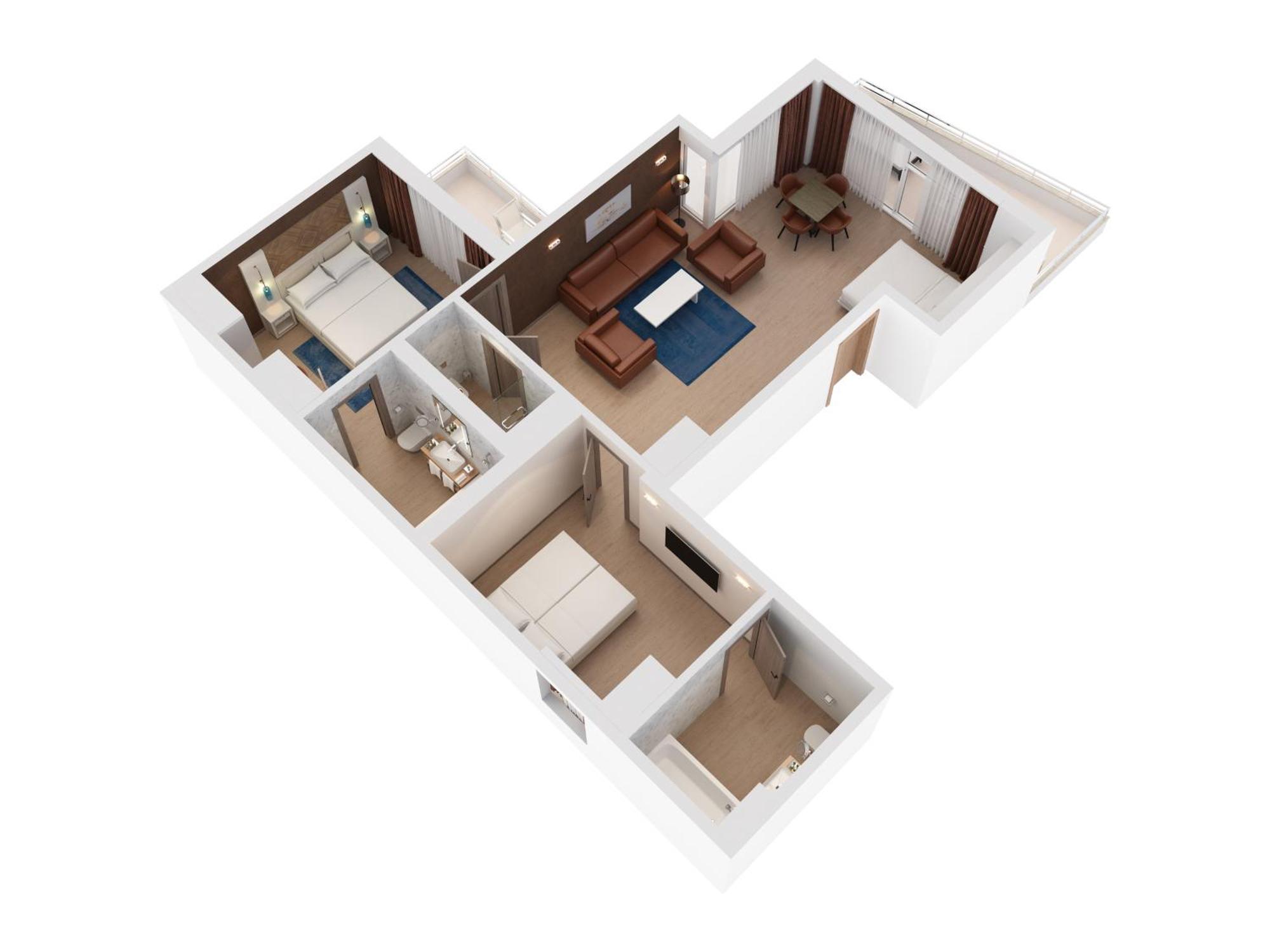 Hilton Rijeka Costabella Beach Resort And Spa Quarto foto 3D floor plan of a hotel room